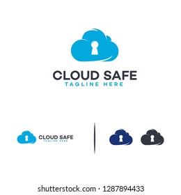 Safe Cloud Logo designs Vector, Lock Cloud logo template, technology logo