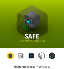 Safe color icon, vector symbol in flat, outline and isometric style isolated on blur background