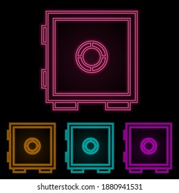 safe color neon set. Simple thin line, outline vector of web icons for ui and ux, website or mobile application