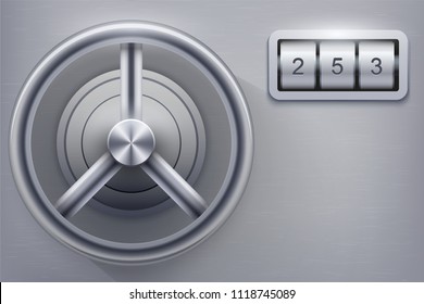 Safe with combination lock. Concept of high security and quest room games. Vector Illustration