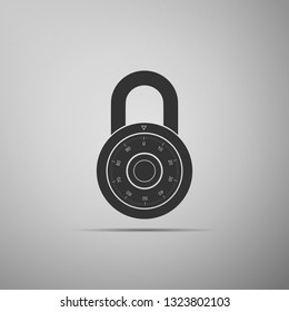 Safe combination lock wheel icon isolated on grey background. Combination Padlock. Protection concept. Password sign. Flat design. Vector Illustration