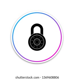 Safe combination lock wheel icon isolated on white background. Combination Padlock. Protection concept. Password sign. Circle white button. Vector Illustration