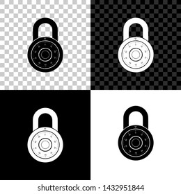 Safe combination lock wheel icon isolated on black, white and transparent background. Combination Padlock. Protection concept. Password sign. Vector Illustration