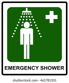 Safe condition sign, Emergency shower symbol Vector sticker for public places