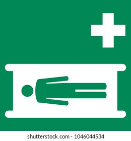 Safe condition sign vector - emergency stretcher symbol label, sticker