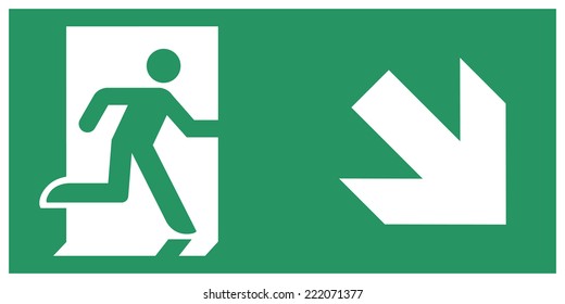 Safe condition sign,Emergency exit direction downward
