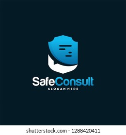 Safe Consult Logo designs concept vector, Protect Discuss logo template symbol, Conversation logo symbol, Shield Icon template