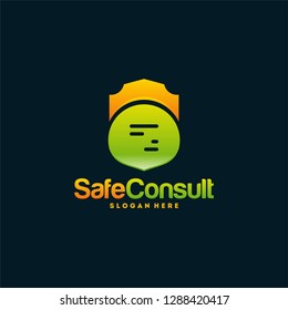 Safe Consult Logo designs concept vector, Protect Discuss logo template symbol, Conversation logo symbol, Shield Icon template