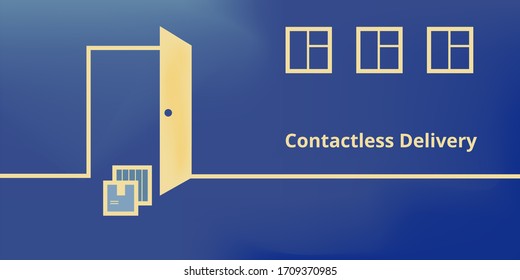 Safe contactless delivery to prevent the spread of corona virus COVID-19. Vector illustration.