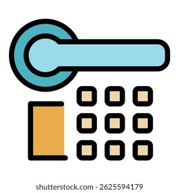 Icono de control seguro. Esquema seguro de control de Vector icono de color plano aislado