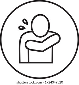 Safe Coughing Icon, Preventive measures icon how to cough and sneeze into elbow and not spread virus. Coronavirus protection sign. Protection Against Viruses.