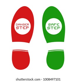 safe and danger footstep symbols