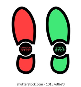 safe and danger footstep symbols