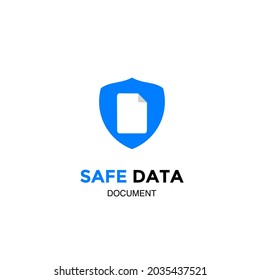 Safe data logo design concept, modern document with shield, on isolated background, icon template