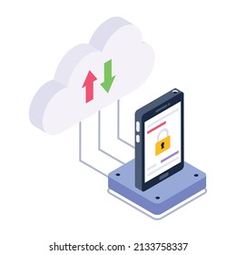 Safe Data Transfer, Isometric Icon Download 

