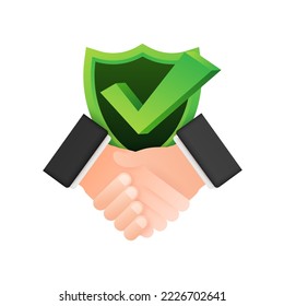 Safe deal. Check mark icon. International agreement. Vector stock illustration.