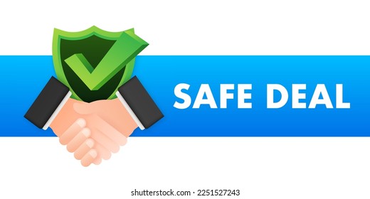 Safe deal. Check mark icon. International agreement. Vector stock illustration.