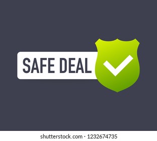 Safe deal icon. Partnership vector icon with handshake. Vector stock illustration.