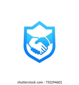 safe deal, partnership vector icon with handshake