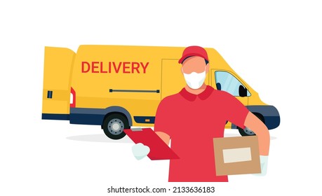 Safe delivery during the quarantine. Vector illustration