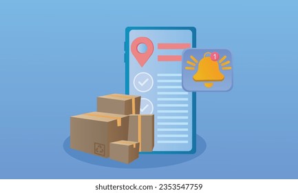 Safe Delivery, Fast Delivery, Courier Service, Shipment Tracking App.on blue background.Vector Design Illustration.