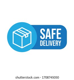 Safe delivery icon, safety measures for shipping concept. Package shipment vector in quarantine times for coronavirus outbreak.