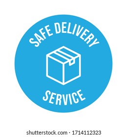 Safe delivery icon, safety measures for shipping concept. Package shipment vector in quarantine times for coronavirus outbreak.