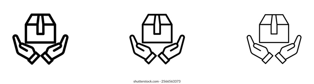 Safe delivery icon in tree different line stroke sizes.