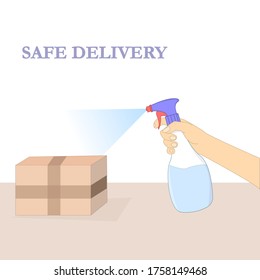 Safe delivery. isolation due to the COVID-2020 coronavirus. The courier leaves the parcel at the door
