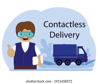 Safe delivery service. Banner online order. Vector illustration for your business.