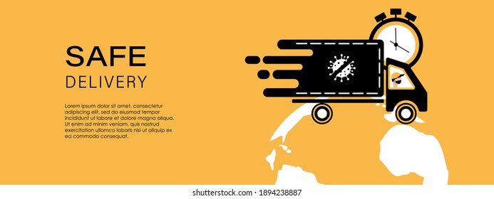Safe delivery service concept. Coronavirus quarantine isolation. Vector illustration.