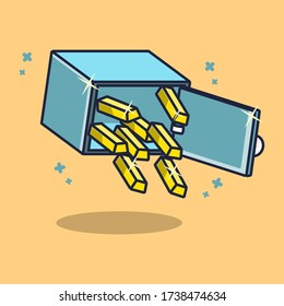 safe deposit box with full of gold bar illustration in flat style. Finance vector for web,landing page, stickers, and background