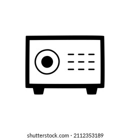 Safe deposit box Icon in black flat glyph, filled style isolated on white background