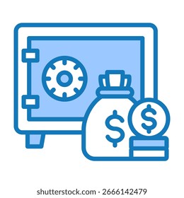 Caja de seguridad Icon Blue Dualtone Design Ilustración vectorial