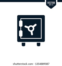 Safe deposit box icon collection in glyph style, solid color vector
