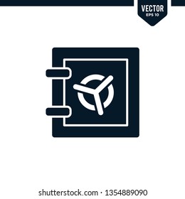 Safe deposit box icon collection in glyph style, solid color vector