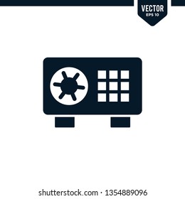 Safe deposit box icon collection in glyph style, solid color vector