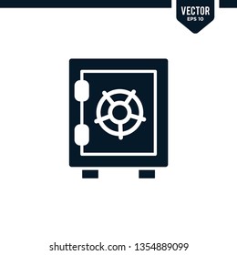Safe deposit box icon collection in glyph style, solid color vector