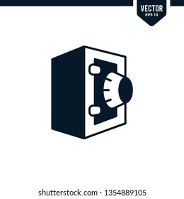 Safe deposit box icon collection in glyph style, solid color vector