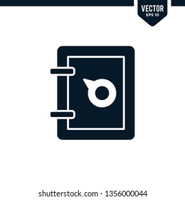 Safe deposit box icon collection in glyph style, solid color vector