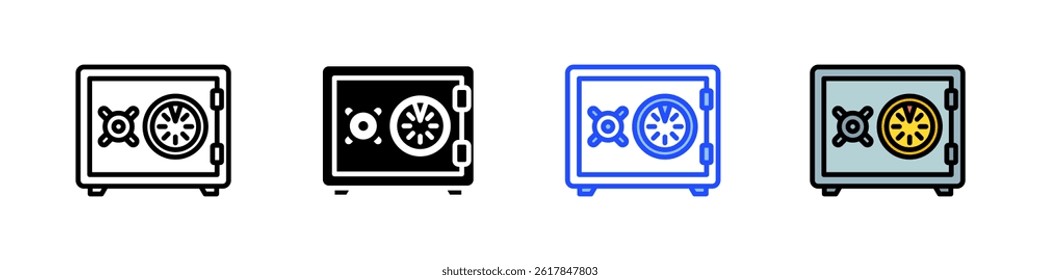 Safe Deposit Box Icon Collection With Multiple Styles