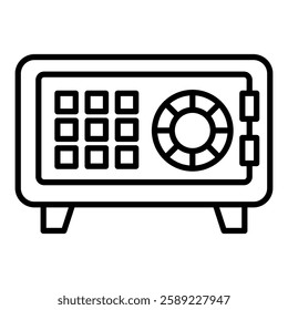 Safe deposit box icon in line style with editable stroke. Portable storage safe icon using line style with editable stroke
