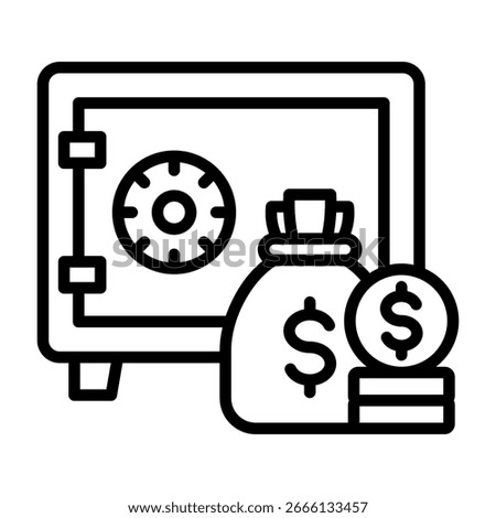 Safe Deposit Box Icon Line Design Vector Illustration