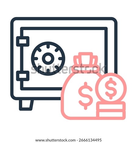 Safe Deposit Box Icon Line Color Design Vector Illustration