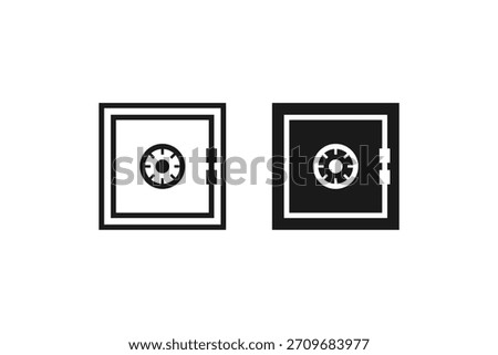 safe deposit box icon line dan flat design