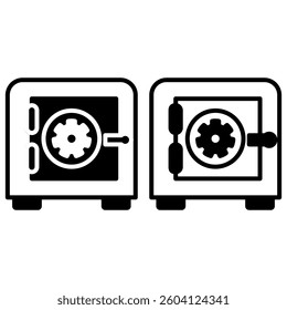 safe deposit box icon, simple flat style, illustration, logo sign symbol pictogram template, for ui or ux isolated on white for mobile app, editable