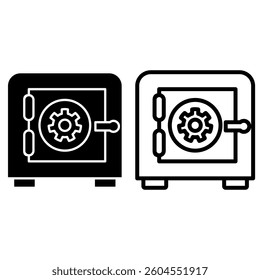 safe deposit box icon, simple flat style, illustration, logo sign symbol pictogram template, for ui or ux isolated on white for mobile app, editable