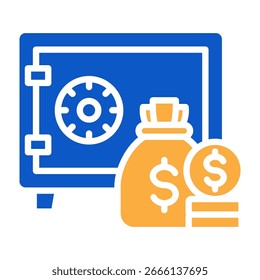 Safe Deposit Box Icon Solid Color Design Vector Illustration