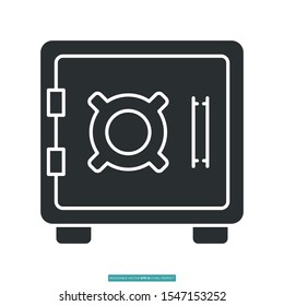 Safe deposit box icon vector illustration logo template for many purpose. Isolated on white background.