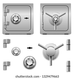 Safe deposit box isolated on white background. Bank security concept icon set. Illustration vector.